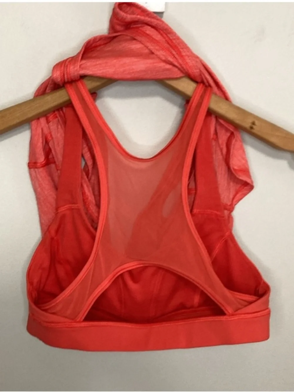 Lululemon Glide and Stride Women’s Coral Red Orange Layered Tank Top Size 6